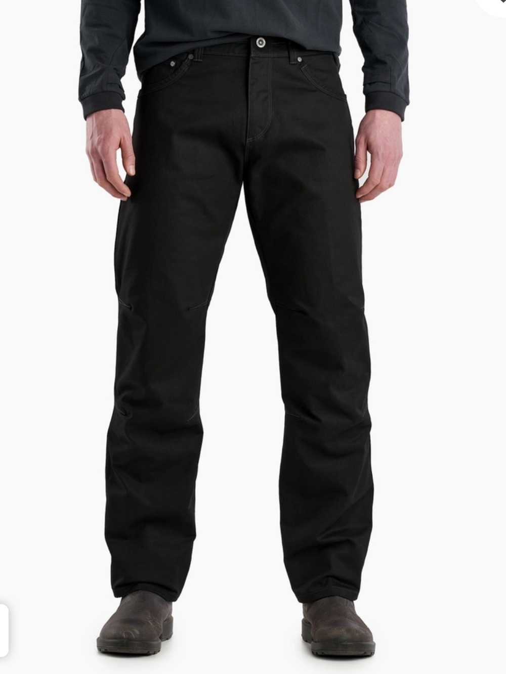 KÜHL Rydr Men's 40 Black Canvas Cotton Straight Leg Pants 5-Pocket Flat Front